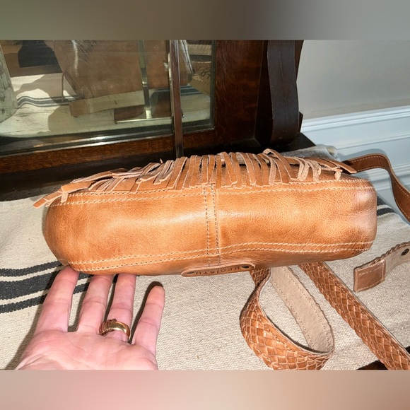 NWT Bed Stu Leather Eastend Fringe Crossbody Bag Clutch Tan Dip Dyed Retail $165 - Picture 7 of 14
